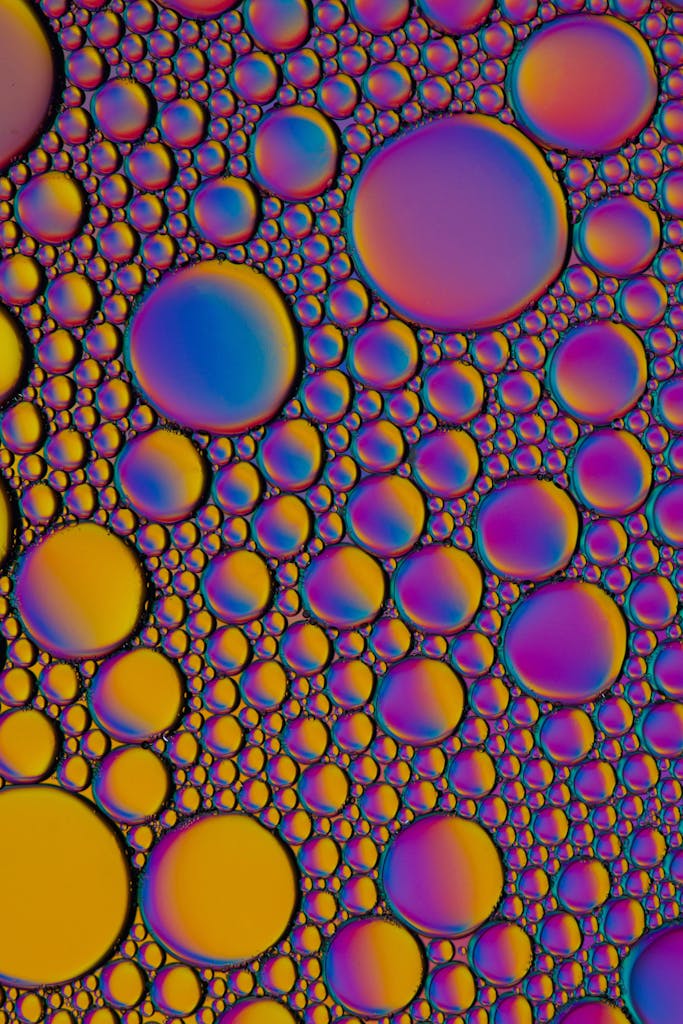 Colorful abstract image of bubbles creating a unique pattern in macro detail.